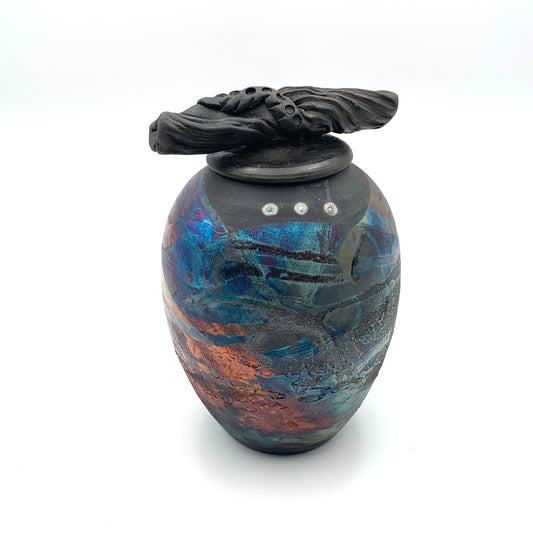 Raku Luster Covered Jar Medium Tall