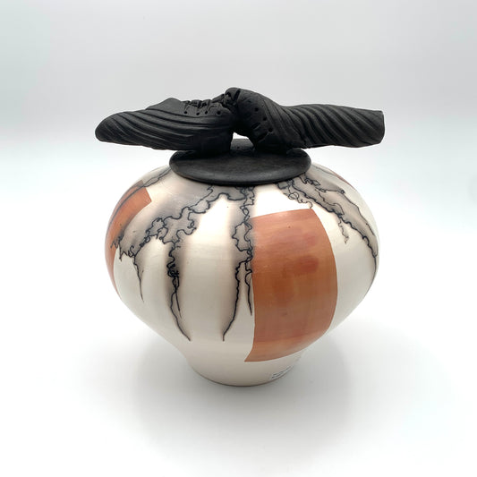 Horsehair Lidded Jar Large Two-Tone