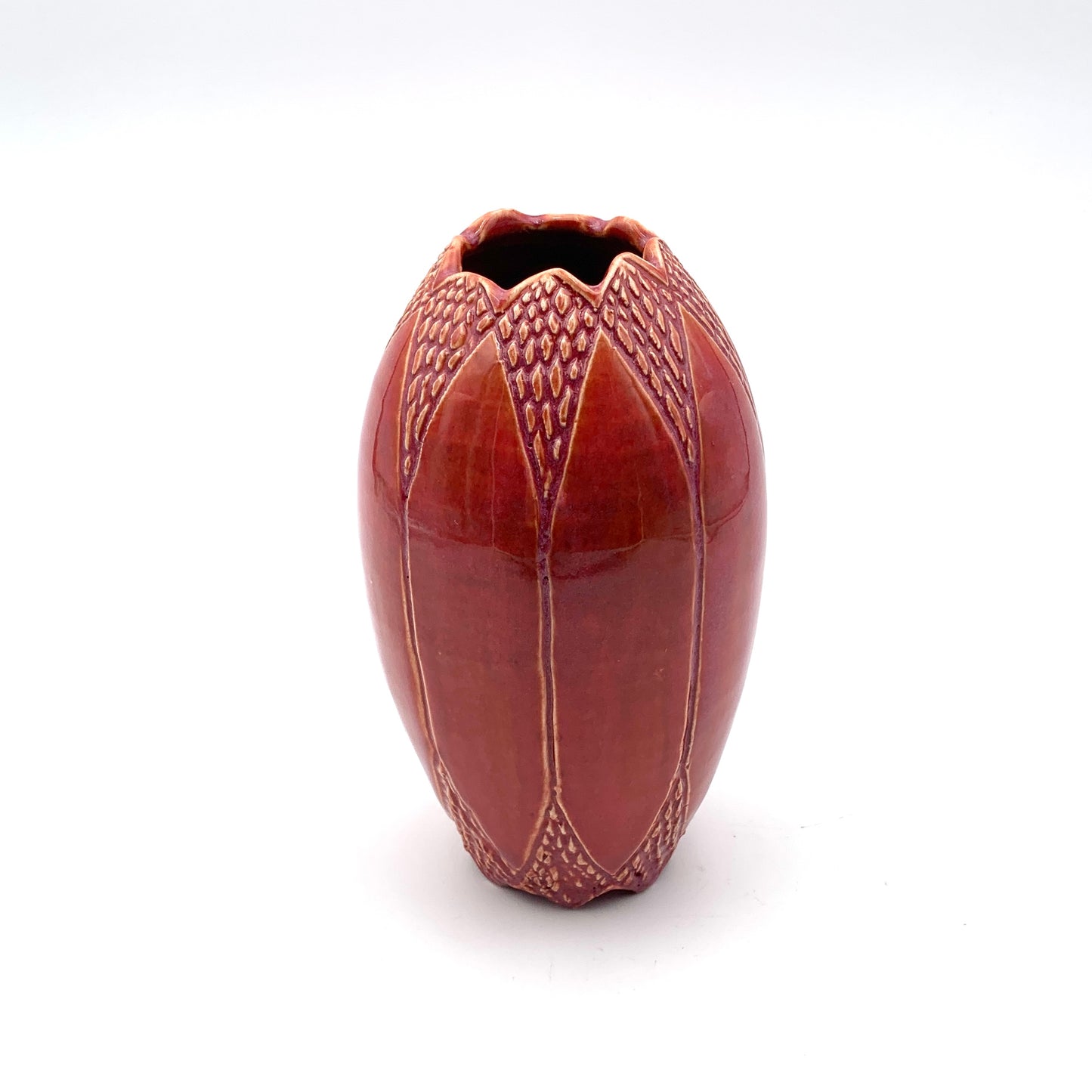 Copper Red Carved Vase