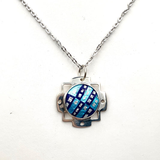 Blue Foil Pattern Pendant