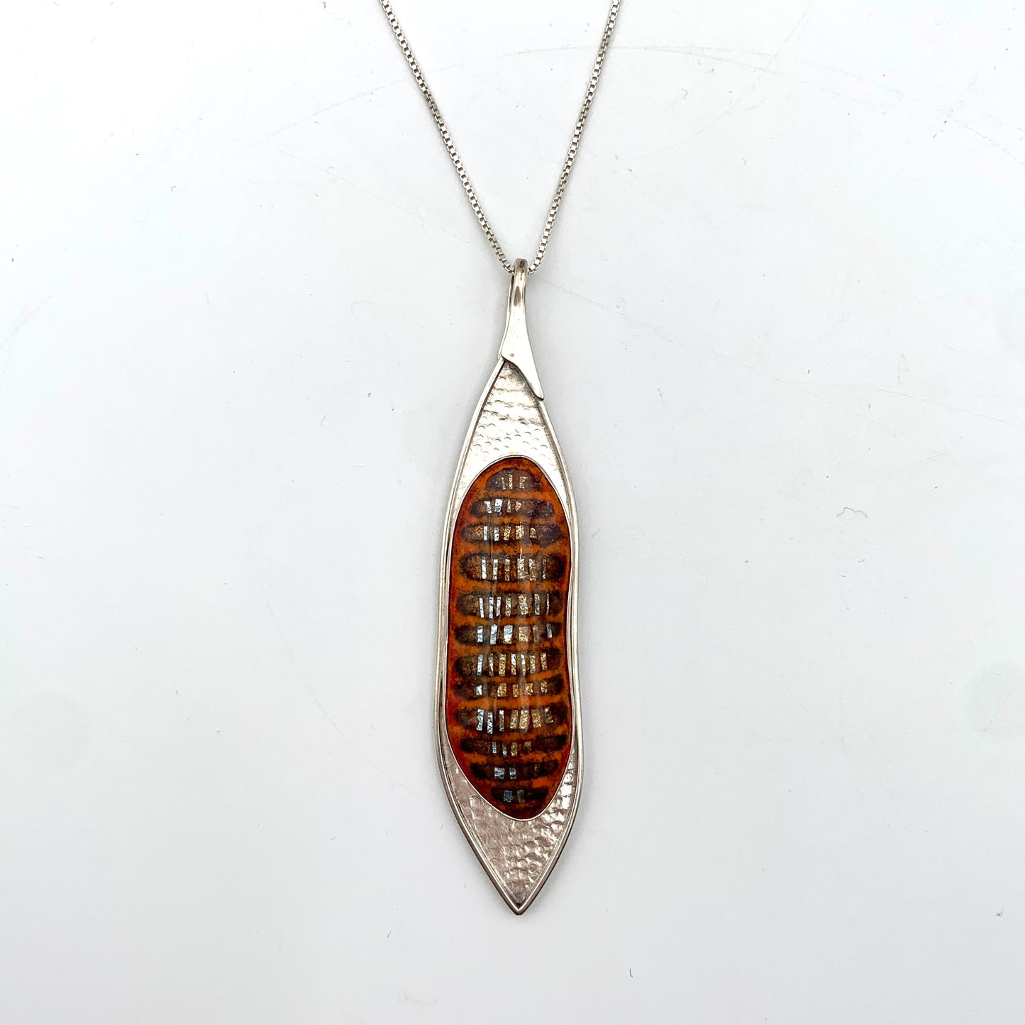 Orange Ribbed Pod Pendant