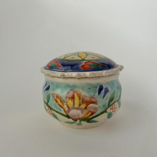 Covered Jar with Flowers