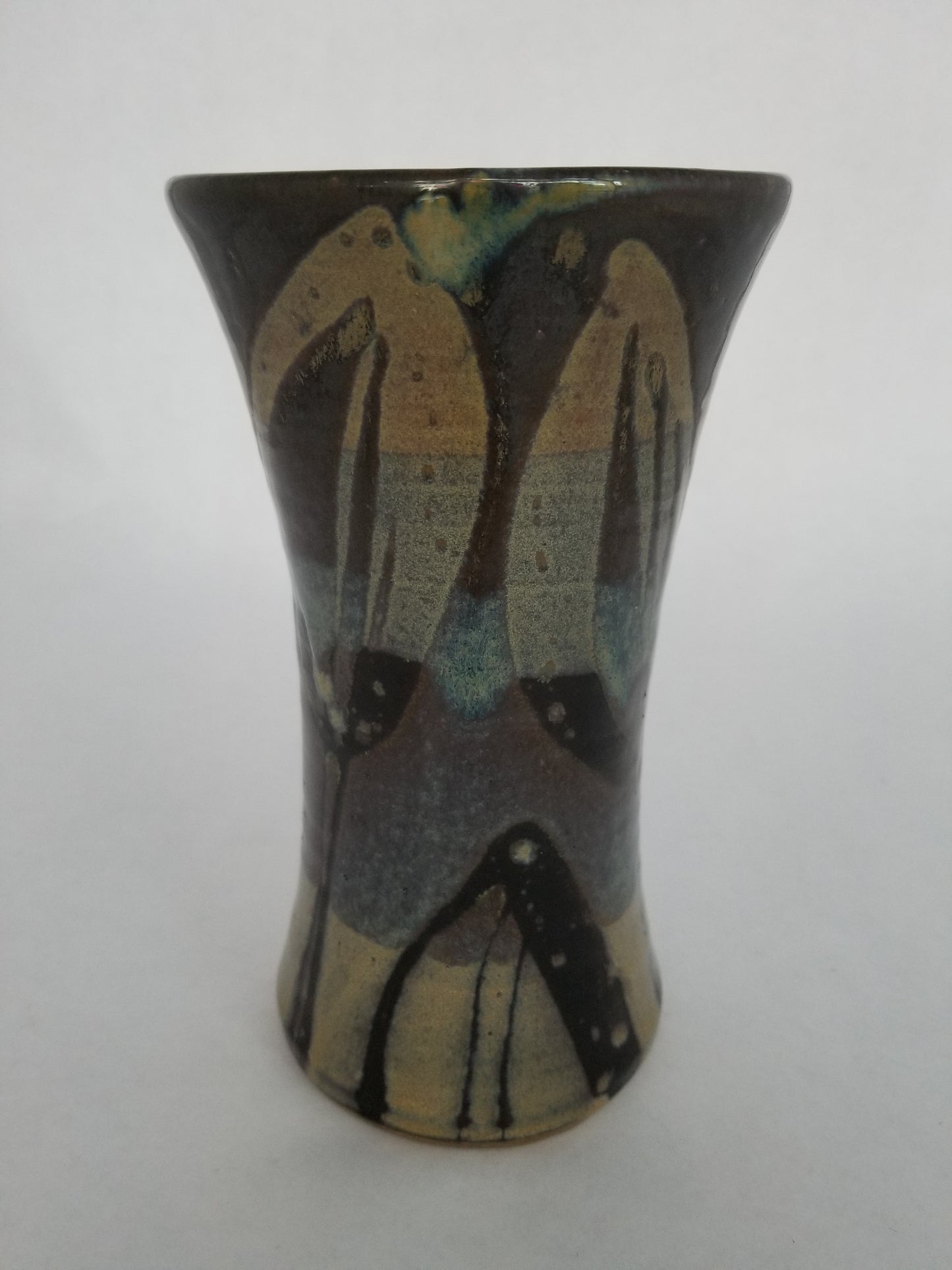 Vase - Medium Blue & Brown