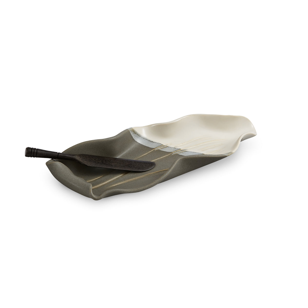 Stick Butter Dish with Knife - Grey and White