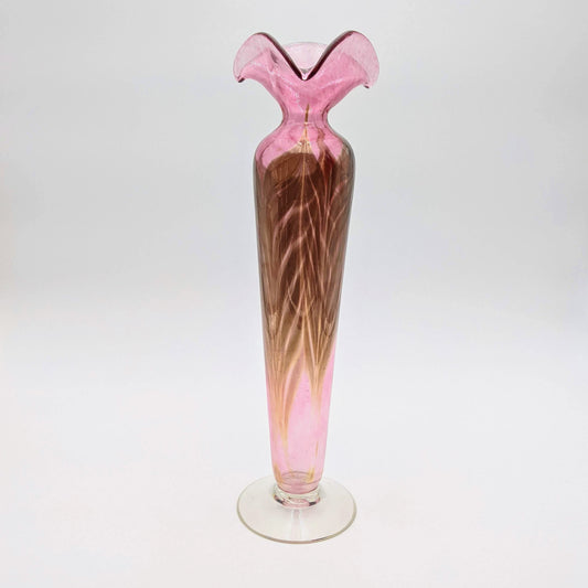 Feather Cranberry Vase