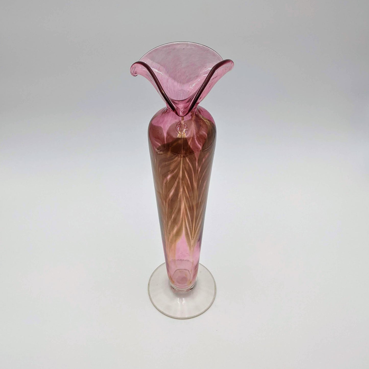 Feather Cranberry Vase