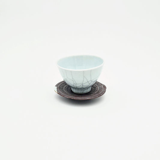 Korean-style Cup & Saucer, White Crackle