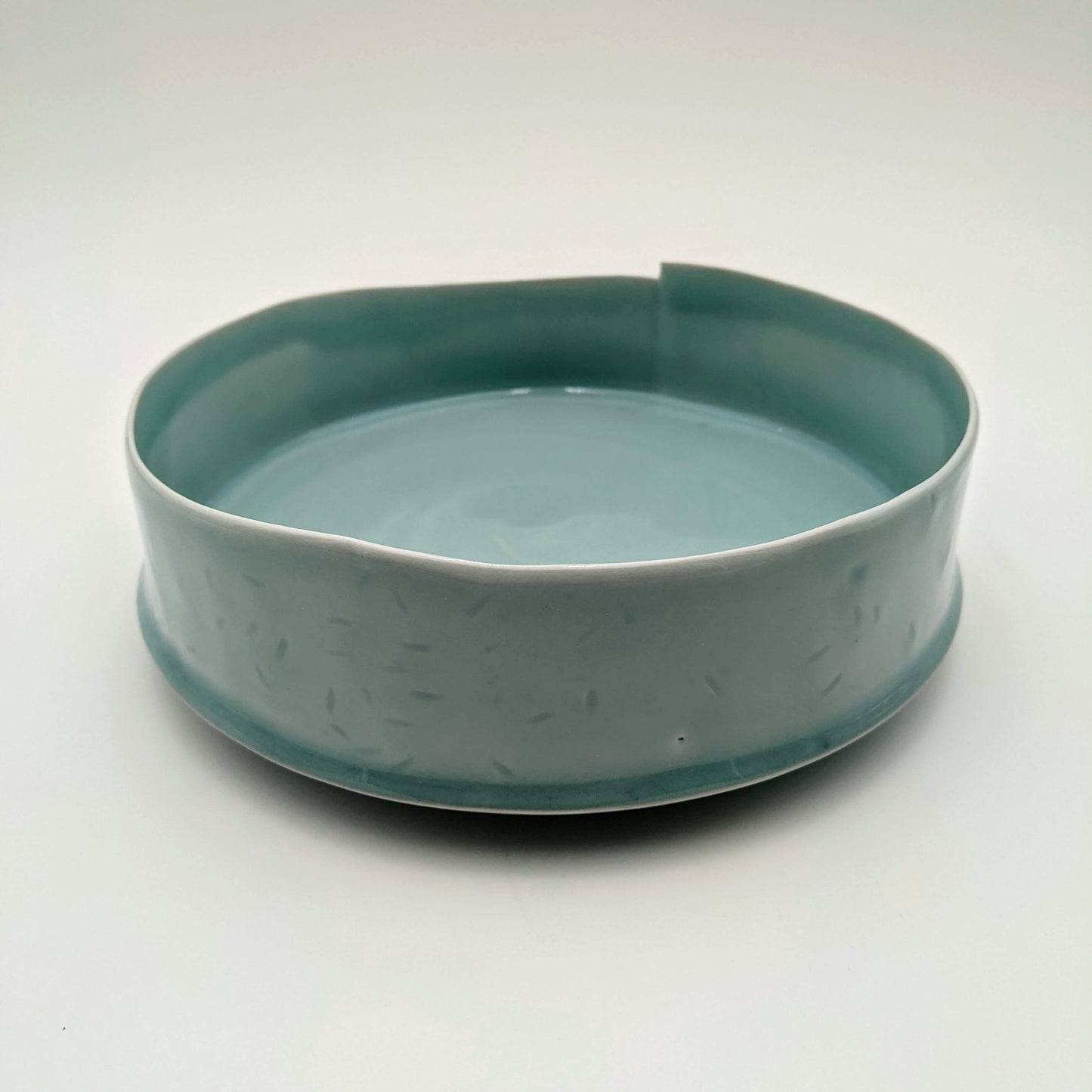 Blue Celadon Meditation Bowl with Rice design