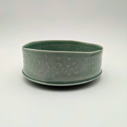 meditation bowl- pierced celadon 7 inch diam