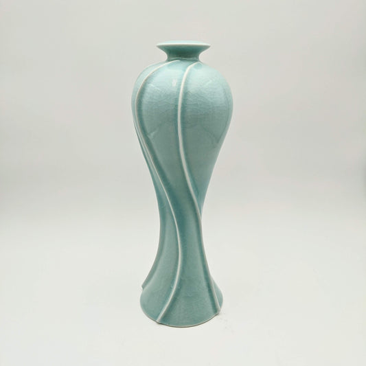 Tall Celadon Vase with Crackle