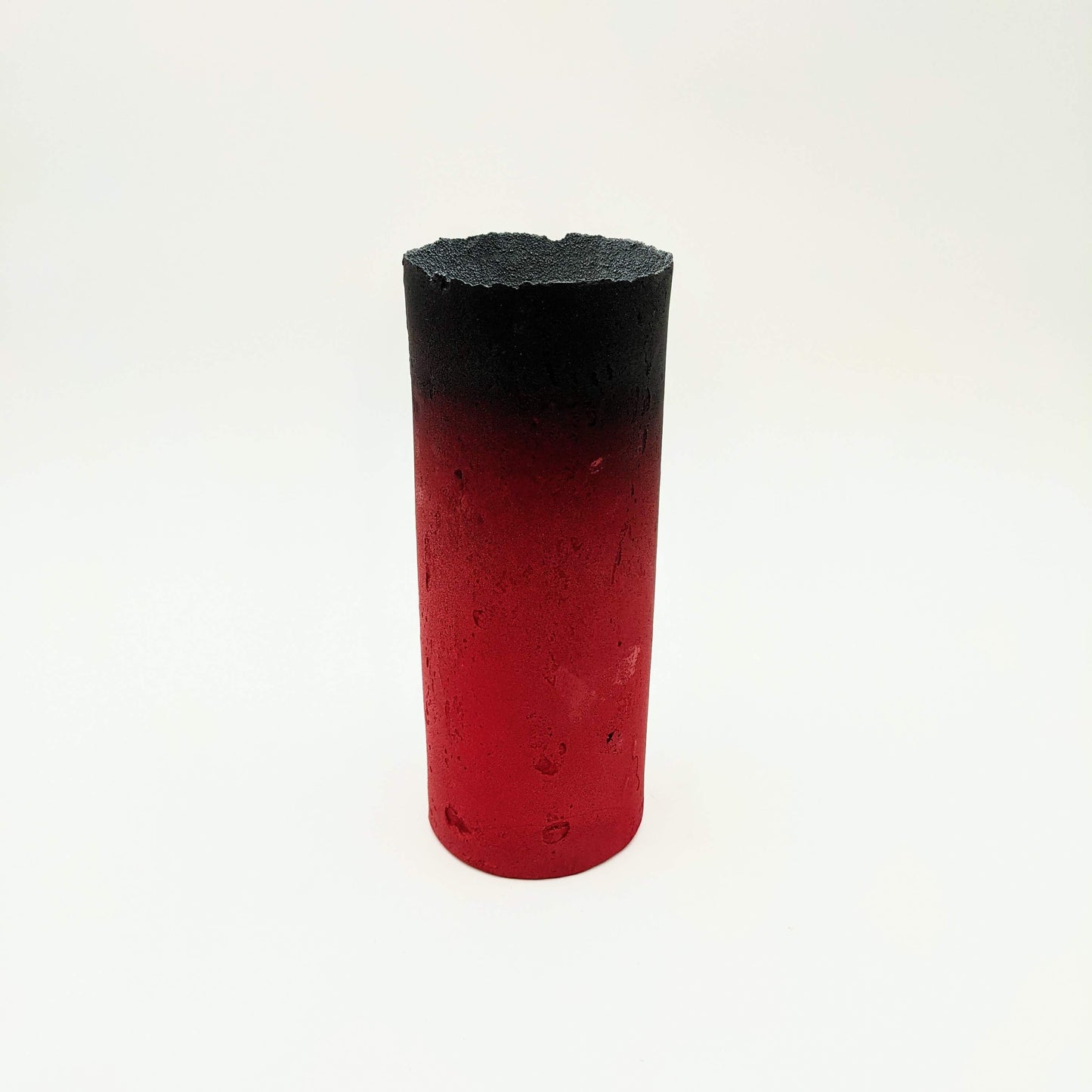 Medium Pate de Verre Cylinder - Red and Black