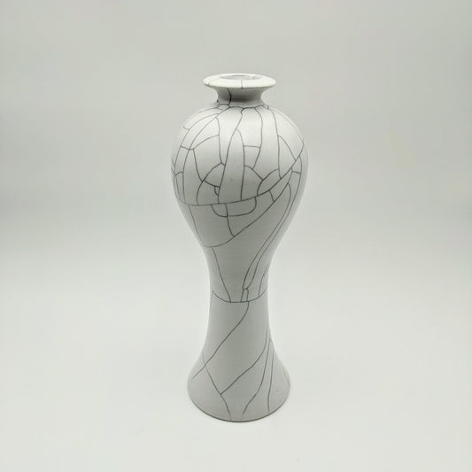 Tall Vase with White Crackle