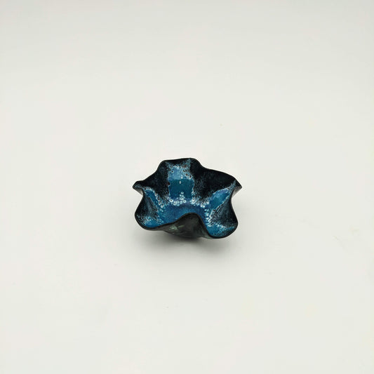 Enamel orchid bowl-blue