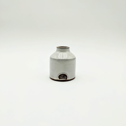 White-grey Vase w/ Rabbit Motif- Extra Small