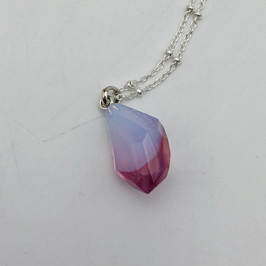 Faceted Crystal Pendant- White and Pink