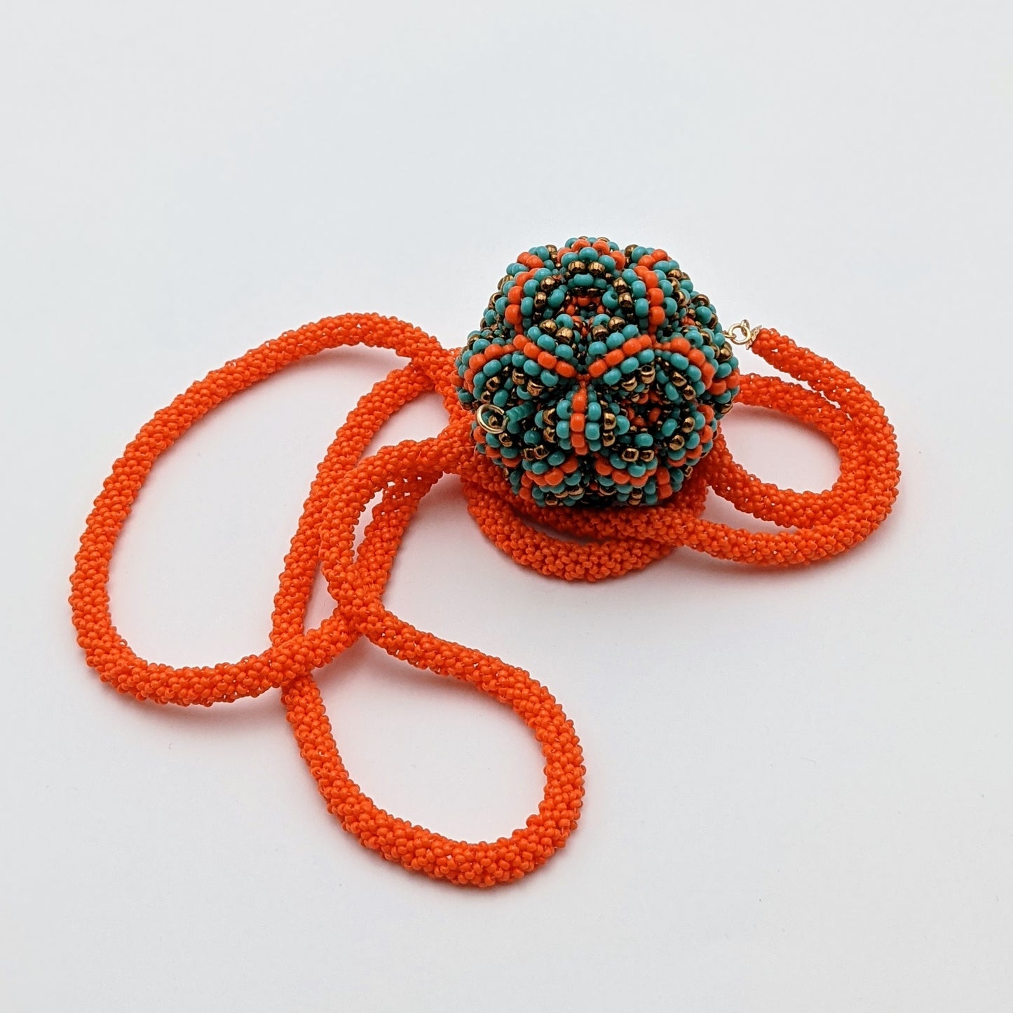 Talisman NL Orange Rope Orange Turq Bronze Sphere
