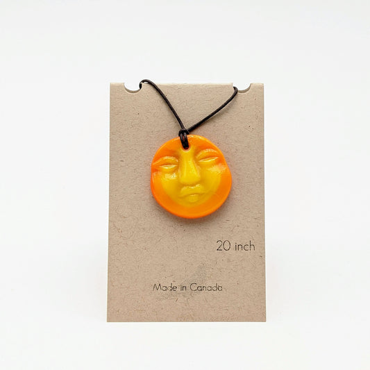 Sun/Moon Face Necklace - Yellow