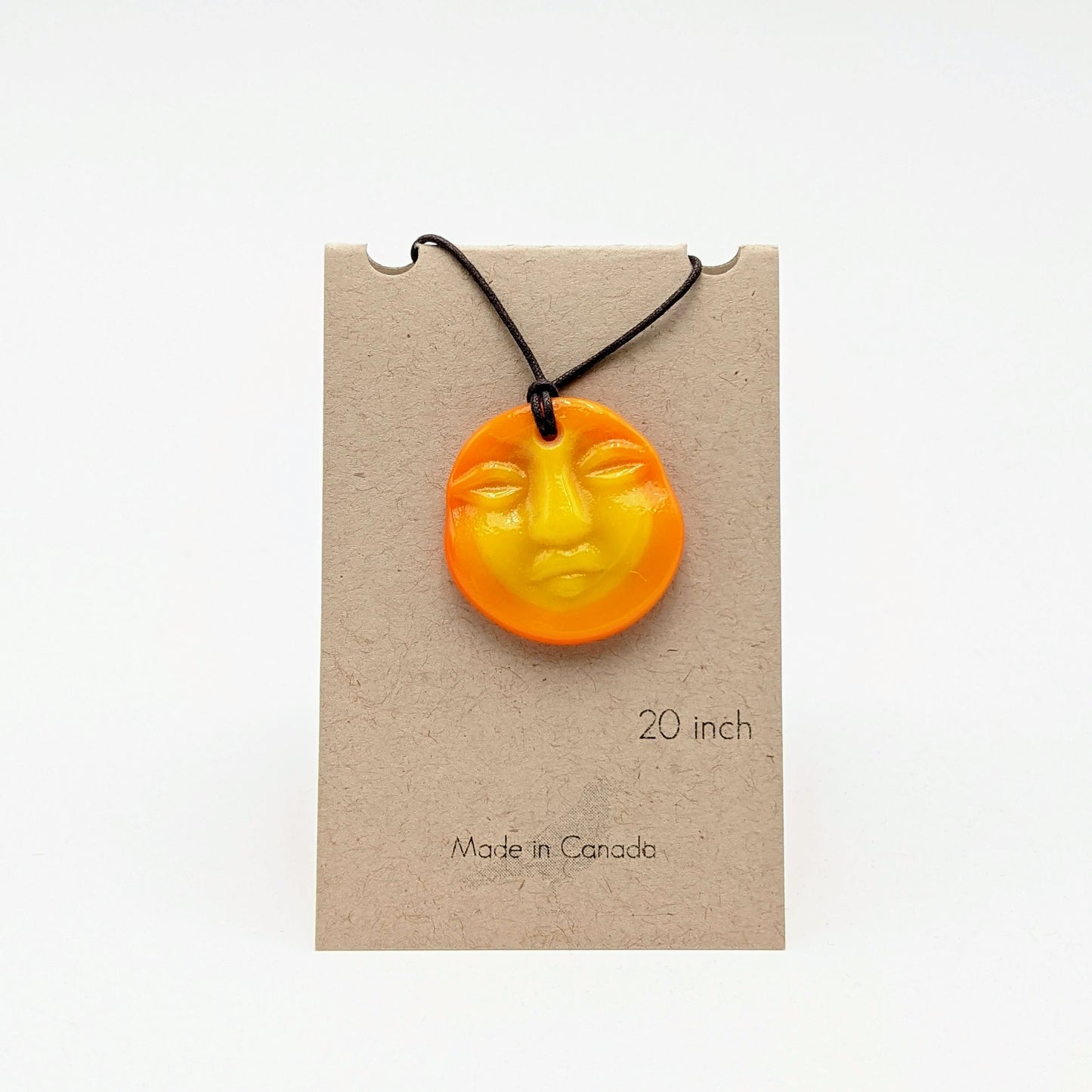 Sun/Moon Face Necklace - Yellow